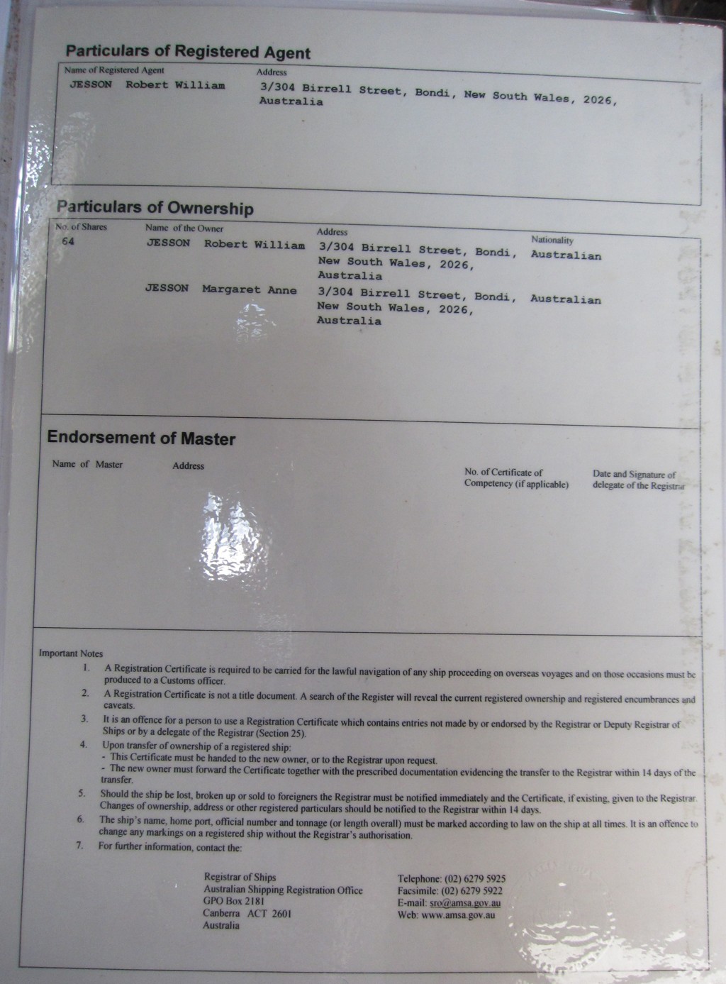 Initial Inspection Safety Items | Dove Free Spirit