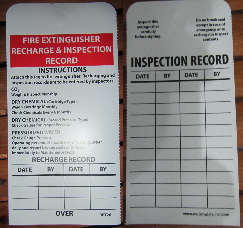 Fire Extinguisher Inspection Tags - Dove Free Spirit