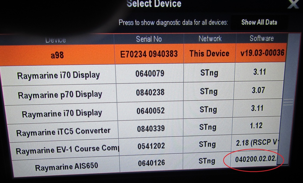 Raymarine Initial Software Update Dove Free Spirit