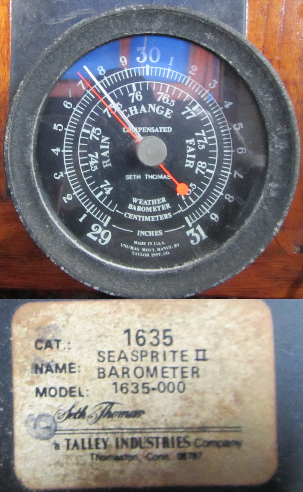 Seth Thomas Quartzmatic Clock and Weather Barometer Dove Free Spirit