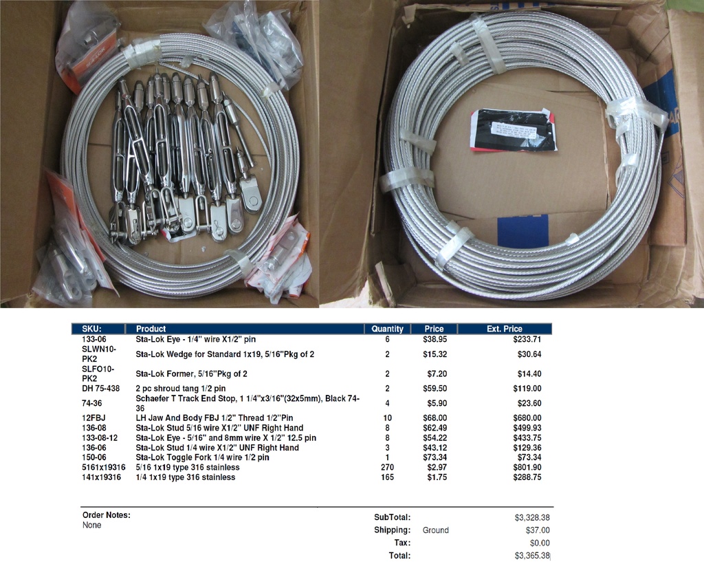 Standing Rigging Replacement Summary Dove Free Spirit